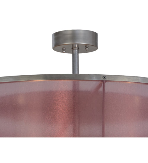 Meyda Lighting Cilindro 36" 3-Light Nickel Palace Pendant Light With Aubergine Textralite Shade
