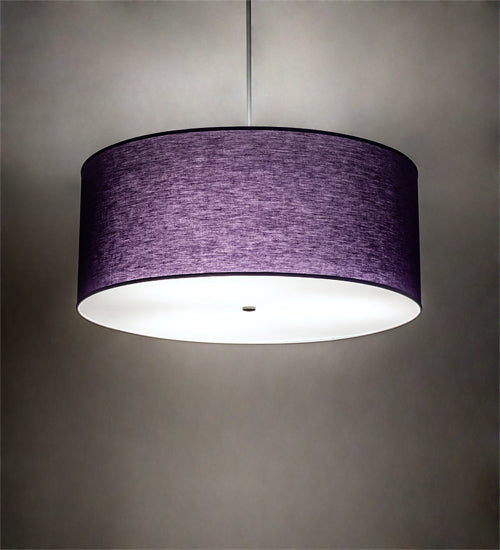 Meyda Lighting Cilindro 36" 3-Light Sparkle Silver Pendant Light With Purple Textrene & Statuario Idalight Shade