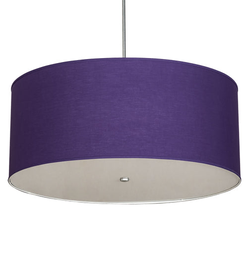 Meyda Lighting Cilindro 36" 3-Light Sparkle Silver Pendant Light With Purple Textrene & Statuario Idalight Shade