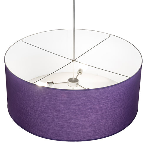Meyda Lighting Cilindro 36" 3-Light Sparkle Silver Pendant Light With Purple Textrene & Statuario Idalight Shade