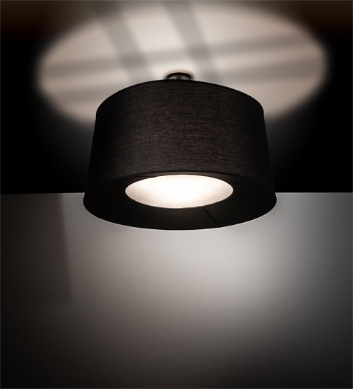 Meyda Lighting Cilindro 36" 3-Light Textured Black Tapered Pendant Light With Black Textrene & Statuario Idalight Shade