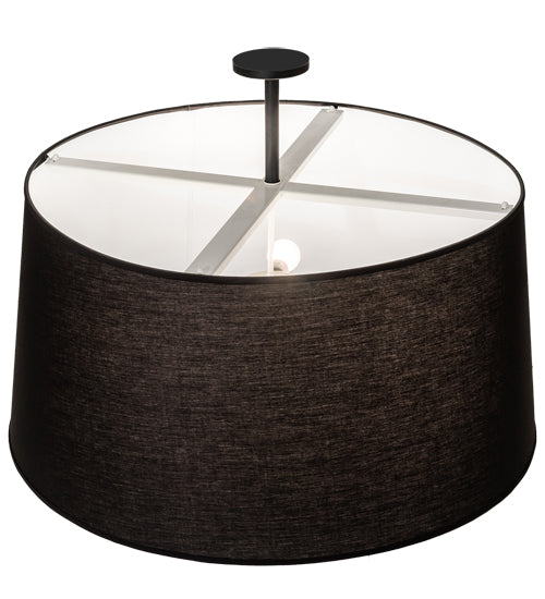Meyda Lighting Cilindro 36" 3-Light Textured Black Tapered Pendant Light With Black Textrene & Statuario Idalight Shade