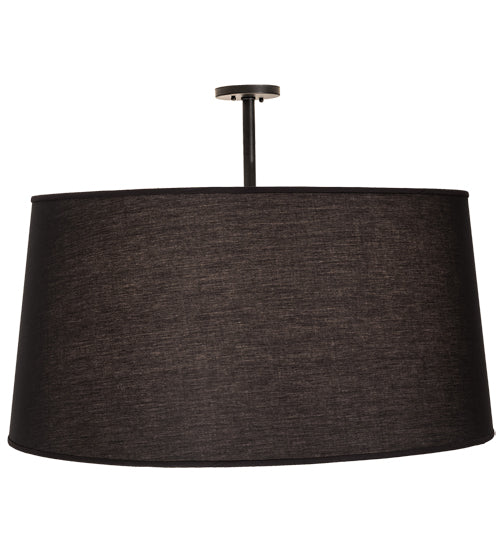 Meyda Lighting Cilindro 36" 3-Light Textured Black Tapered Pendant Light With Black Textrene & Statuario Idalight Shade