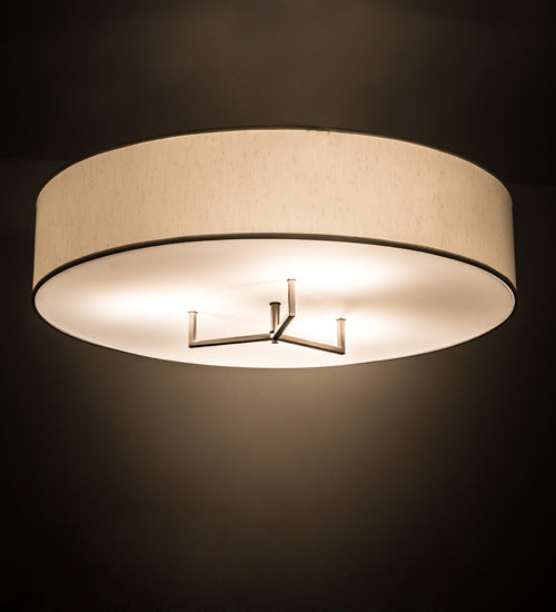 Meyda Lighting Cilindro 36" 4-Light Bronze Metallic Bahn Pendant Light With Beige Eggshell Textrene Shade