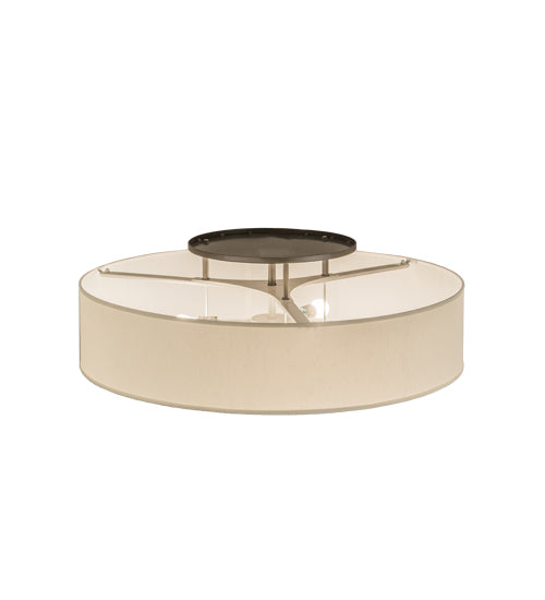Meyda Lighting Cilindro 36" 4-Light Bronze Metallic Bahn Pendant Light With Beige Eggshell Textrene Shade