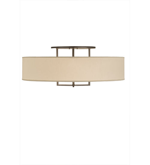 Meyda Lighting Cilindro 36" 4-Light Bronze Metallic Bahn Pendant Light With Beige Eggshell Textrene Shade
