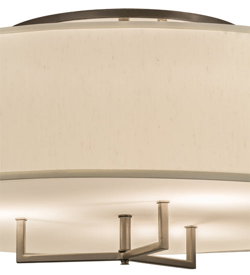 Meyda Lighting Cilindro 36" 4-Light Bronze Metallic Bahn Pendant Light With Beige Eggshell Textrene Shade