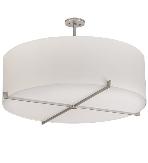 Meyda Lighting Cilindro 36" 4-Light Brushed Nickel Pendant Light With White Textrene & Statuario Idalight Shade