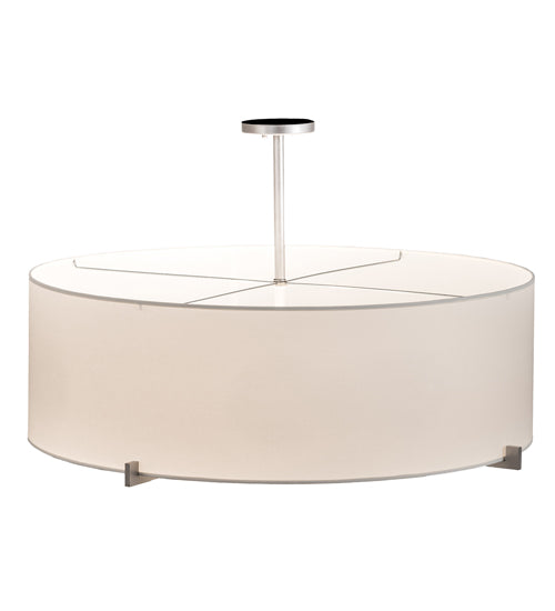 Meyda Lighting Cilindro 36" 4-Light Brushed Nickel Pendant Light With White Textrene & Statuario Idalight Shade