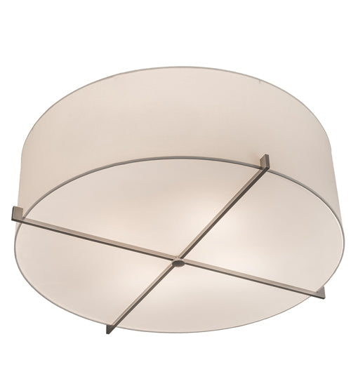 Meyda Lighting Cilindro 36" 4-Light Brushed Nickel Pendant Light With White Textrene & Statuario Idalight Shade