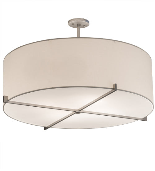 Meyda Lighting Cilindro 36" 4-Light Brushed Nickel Pendant Light With White Textrene & Statuario Idalight Shade
