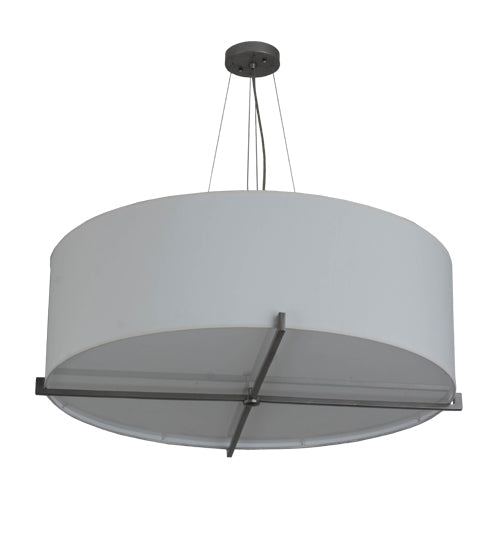 Meyda Lighting Cilindro 36" 4-Light Brushed Nickel Structure Pendant Light With White Textrene & Statuario Idalight Shade