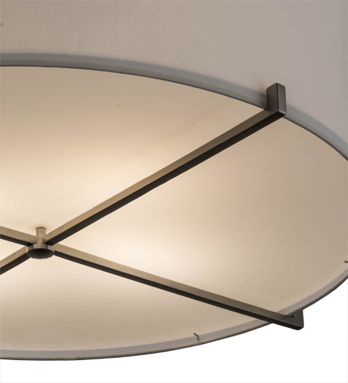 Meyda Lighting Cilindro 36" 4-Light Brushed Nickel Structure Pendant Light With White Textrene & Statuario Idalight Shade