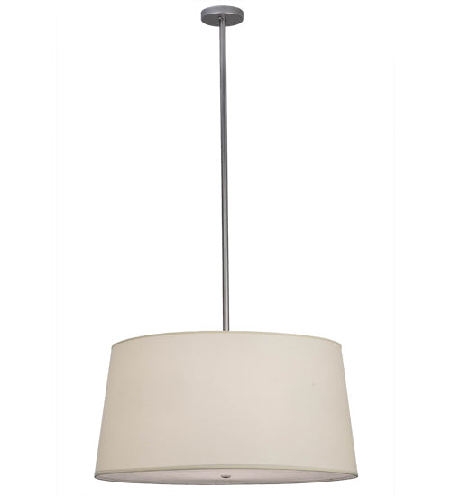 Meyda Lighting Cilindro 36" 4-Light Brushed Nickel Tapered Pendant Light With Tan Textrene Shade