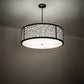 Meyda Lighting Cilindro 36" 4-Light Flat Black Deco Pendant Light With Off-White Textrene & Statuario Idalight Shade