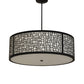 Meyda Lighting Cilindro 36" 4-Light Flat Black Deco Pendant Light With Off-White Textrene & Statuario Idalight Shade