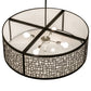 Meyda Lighting Cilindro 36" 4-Light Flat Black Deco Pendant Light With Off-White Textrene & Statuario Idalight Shade