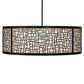 Meyda Lighting Cilindro 36" 4-Light Flat Black Deco Pendant Light With Off-White Textrene & Statuario Idalight Shade