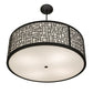 Meyda Lighting Cilindro 36" 4-Light Flat Black Deco Pendant Light With Off-White Textrene & Statuario Idalight Shade