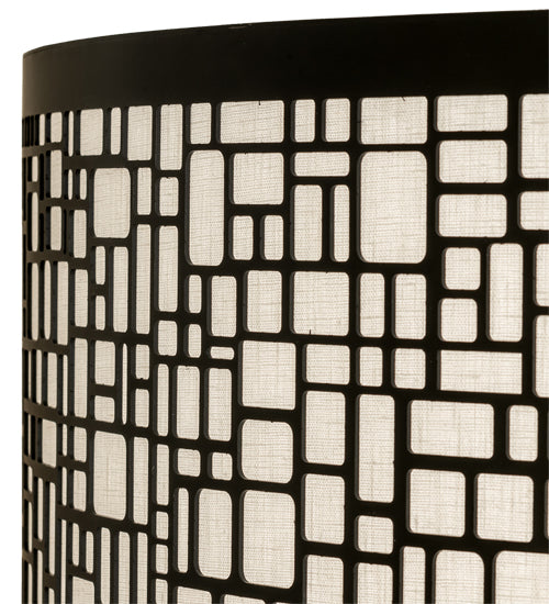 Meyda Lighting Cilindro 36" 4-Light Flat Black Deco Pendant Light With Off-White Textrene & Statuario Idalight Shade