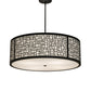 Meyda Lighting Cilindro 36" 4-Light Flat Black Deco Pendant Light With Off-White Textrene & Statuario Idalight Shade