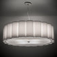 Meyda Lighting Cilindro 36" 4-Light Nickel Engranaje Pendant Light With White Textrene & Statuario Idalight Shade