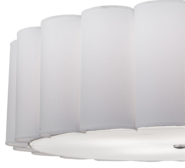 Meyda Lighting Cilindro 36" 4-Light Nickel Engranaje Pendant Light With White Textrene & Statuario Idalight Shade