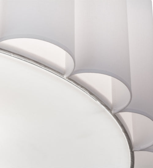 Meyda Lighting Cilindro 36" 4-Light Nickel Engranaje Pendant Light With White Textrene & Statuario Idalight Shade