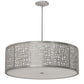 Meyda Lighting Cilindro 36" 4-Light Nickel Powder Coat Deco Pendant Light With Off White Linen & Statuario Idalight Shade