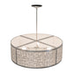 Meyda Lighting Cilindro 36" 4-Light Nickel Powder Coat Deco Pendant Light With Off White Linen & Statuario Idalight Shade