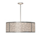 Meyda Lighting Cilindro 36" 4-Light Nickel Powder Coat Deco Pendant Light With Off White Linen & Statuario Idalight Shade