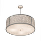 Meyda Lighting Cilindro 36" 4-Light Nickel Powder Coat Deco Pendant Light With Off White Linen & Statuario Idalight Shade