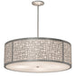 Meyda Lighting Cilindro 36" 4-Light Nickel Powder Coat Deco Pendant Light With Off White Linen & Statuario Idalight Shade
