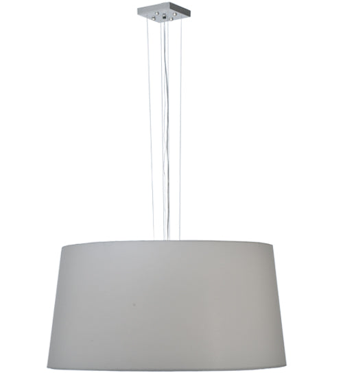 Meyda Lighting Cilindro 36" 4-Light Nickel Powder Coat Tapered Pendant Light With Ivory Linen Shade