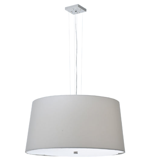 Meyda Lighting Cilindro 36" 4-Light Nickel Powder Coat Tapered Pendant Light With Ivory Linen Shade