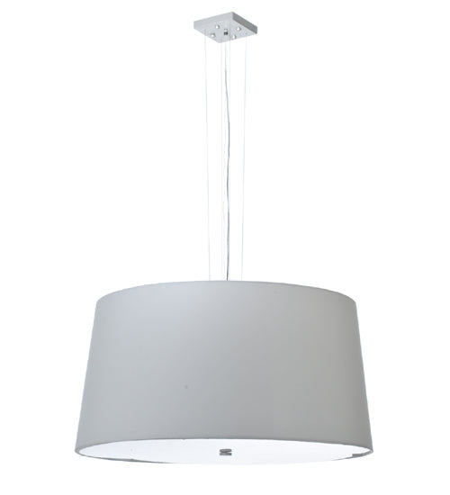 Meyda Lighting Cilindro 36" 4-Light Nickel Powder Coat Tapered Pendant Light With Ivory Linen Shade