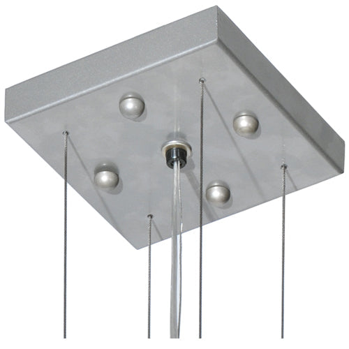 Meyda Lighting Cilindro 36" 4-Light Nickel Powder Coat Tapered Pendant Light With Ivory Linen Shade
