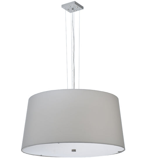 Meyda Lighting Cilindro 36" 4-Light Nickel Powder Coat Tapered Pendant Light With Ivory Linen Shade