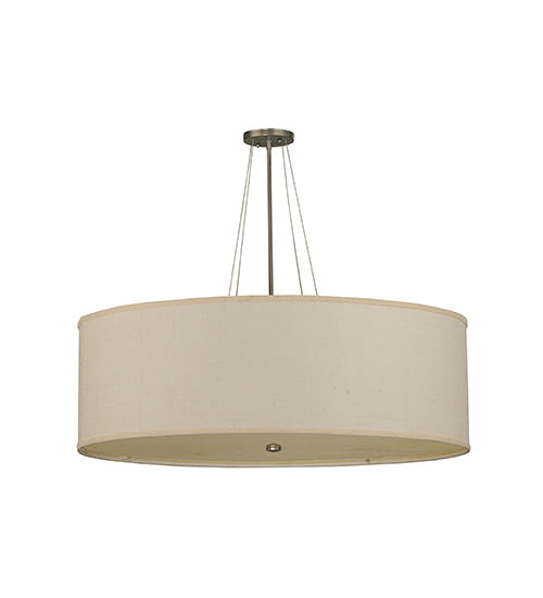 Meyda Lighting Cilindro 36" 4-Light Nickel Semi Flush Mount Light With White Burlap Textrene Shade