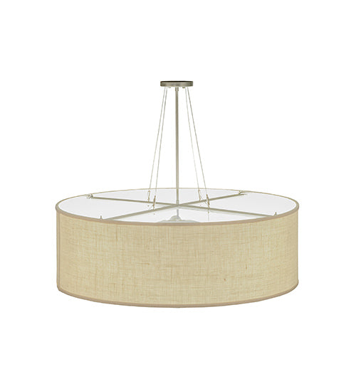 Meyda Lighting Cilindro 36" 4-Light Nickel Semi Flush Mount Light With White Burlap Textrene Shade