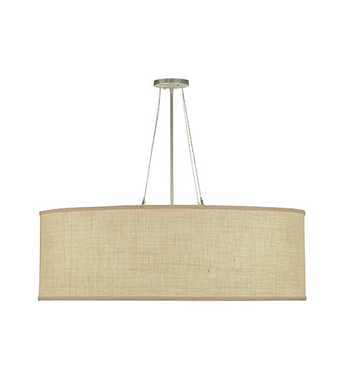Meyda Lighting Cilindro 36" 4-Light Nickel Semi Flush Mount Light With White Burlap Textrene Shade