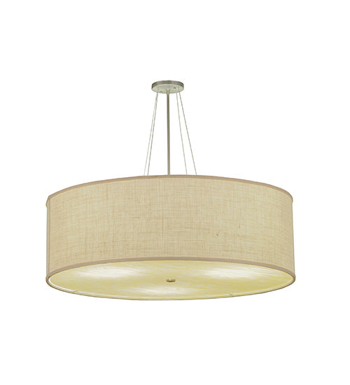 Meyda Lighting Cilindro 36" 4-Light Nickel Semi Flush Mount Light With White Burlap Textrene Shade