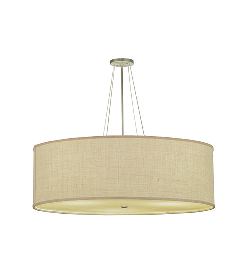 Meyda Lighting Cilindro 36" 4-Light Nickel Semi Flush Mount Light With White Burlap Textrene Shade