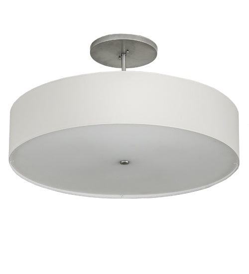 Meyda Lighting Cilindro 36" 4-Light Nickel Semi-flush Mount Light With Beige Eggshell Textrene & White Statuario Idalight Shade