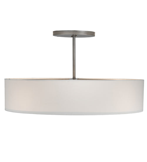 Meyda Lighting Cilindro 36" 4-Light Nickel Semi-flush Mount Light With Beige Eggshell Textrene & White Statuario Idalight Shade