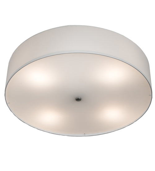 Meyda Lighting Cilindro 36" 4-Light Nickel Semi-flush Mount Light With Beige Eggshell Textrene & White Statuario Idalight Shade
