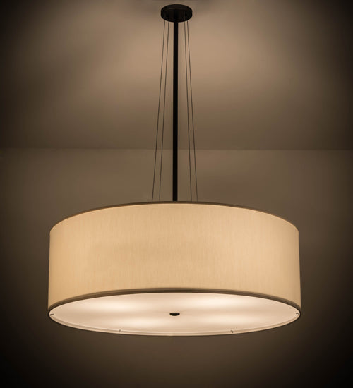 Meyda Lighting Cilindro 36" 4-Light Pewter Pendant Light With Beige Textrene Shade
