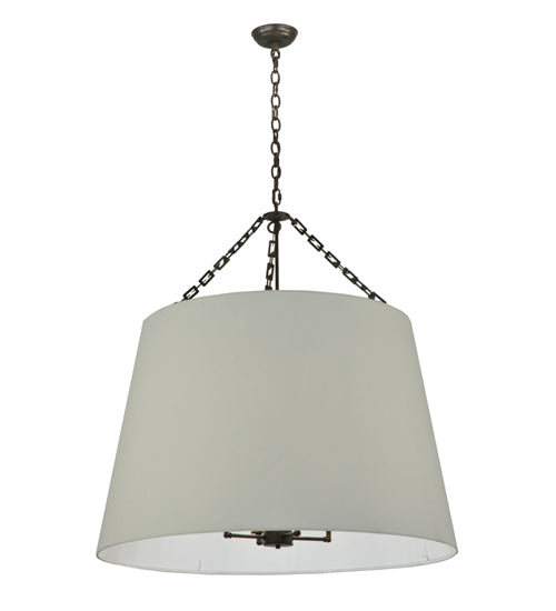 Meyda Lighting Cilindro 36" 4-Light Timeless Bronze Tapered Pendant Light With White Textrene Shade