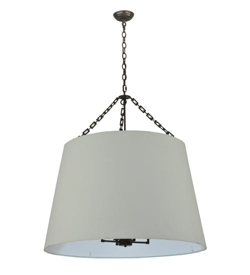 Meyda Lighting Cilindro 36" 4-Light Timeless Bronze Tapered Pendant Light With White Textrene Shade