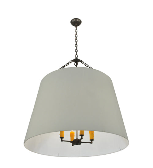Meyda Lighting Cilindro 36" 4-Light Timeless Bronze Tapered Pendant Light With White Textrene Shade